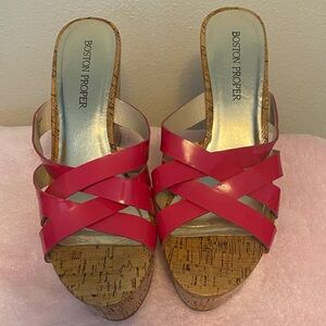 Boston Proper Pink Cork Platform Sandals